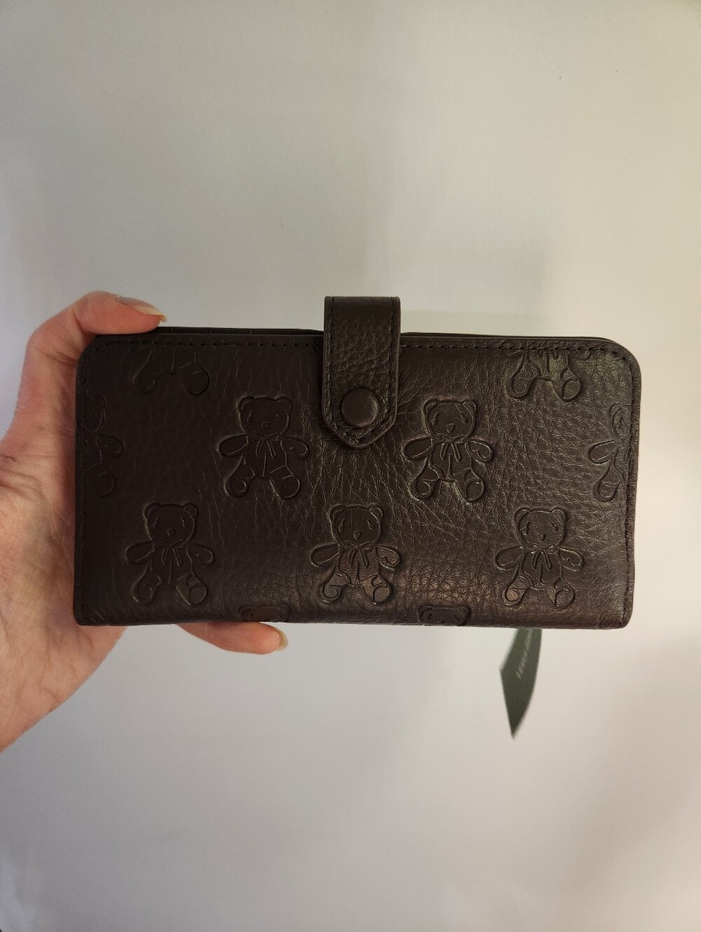 Vera Bradley Embossed Teddy Bear Leather Wallet - Dark Brown